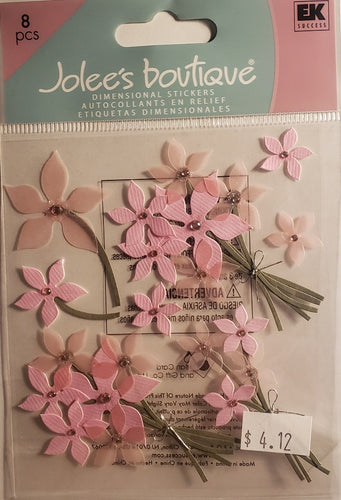 Jolee's Boutique Dimensional Sticker -  pink floral jeweled flowers