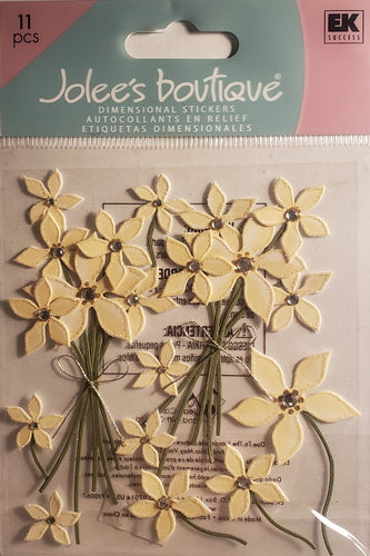 Jolee's Boutique Dimensional Sticker -  cream floral jeweled flowers
