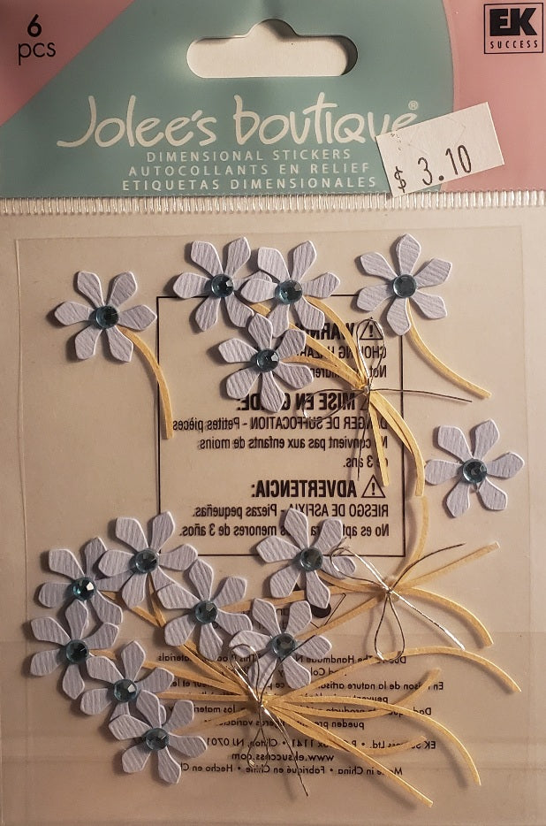 Jolee's Boutique Dimensional Sticker -  blue jeweled flowers