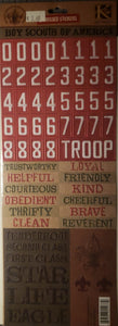 K and company -  x large embossed sticker sheet - boy scout's of America words