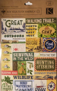 K and company -  embossed stickers - boy scout's of America outdoors camping and survival