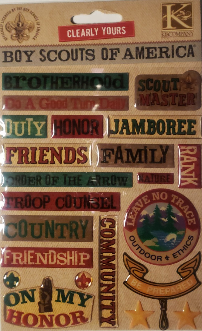 K and company - enamel dimensional stickers - boy scout's of America words