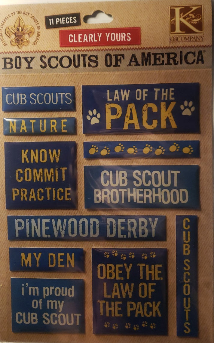 K and company - enamel dimensional stickers - boy scout's of America words  cub scouts