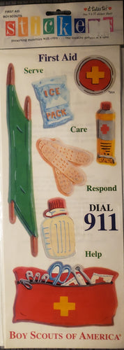 It takes two - adhesive sticker sheet flat - boy scout's first aid