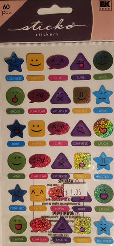 Sticko - flat sticker sheets - fun emoticons