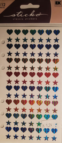 Sticko - flat sticker sheets - hearts and stars