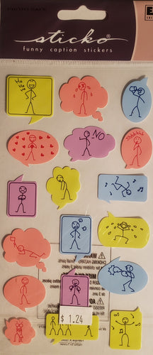 Sticko - flat sticker sheets - funky stick figure captions