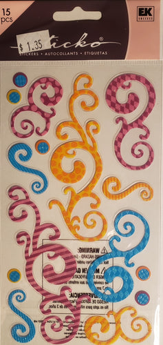 Sticko - flat sticker sheets - birthday swirls glitter