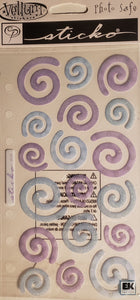 Sticko - flat sticker sheets - purple blue glitter swirls