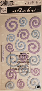 Sticko - flat sticker sheets - purple blue glitter swirls