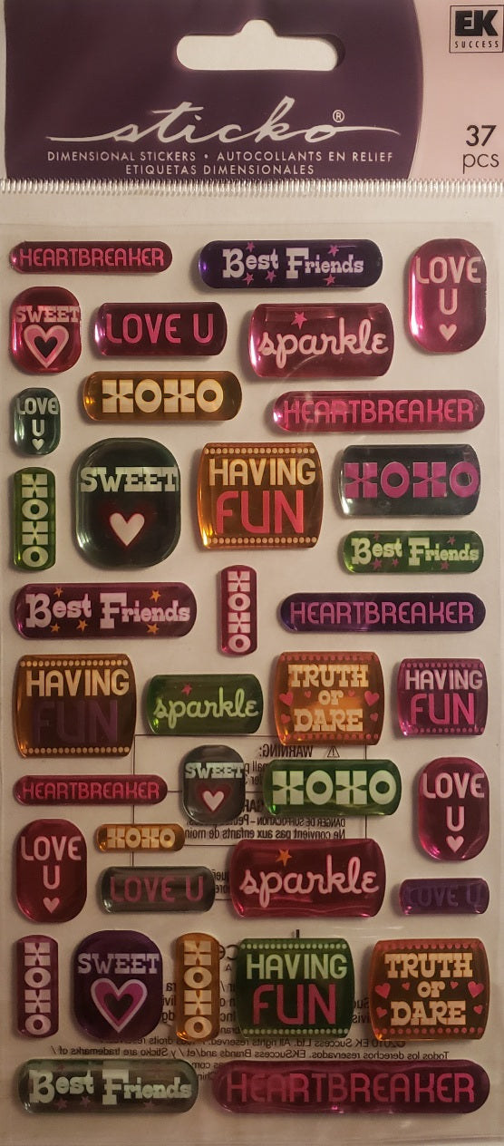 Sticko - dimensional sticker sheets - sparkle phrases