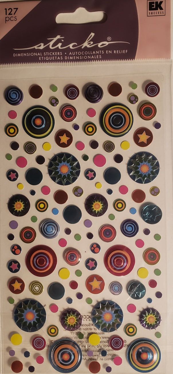 Sticko - dimensional sticker sheets - patterened circles