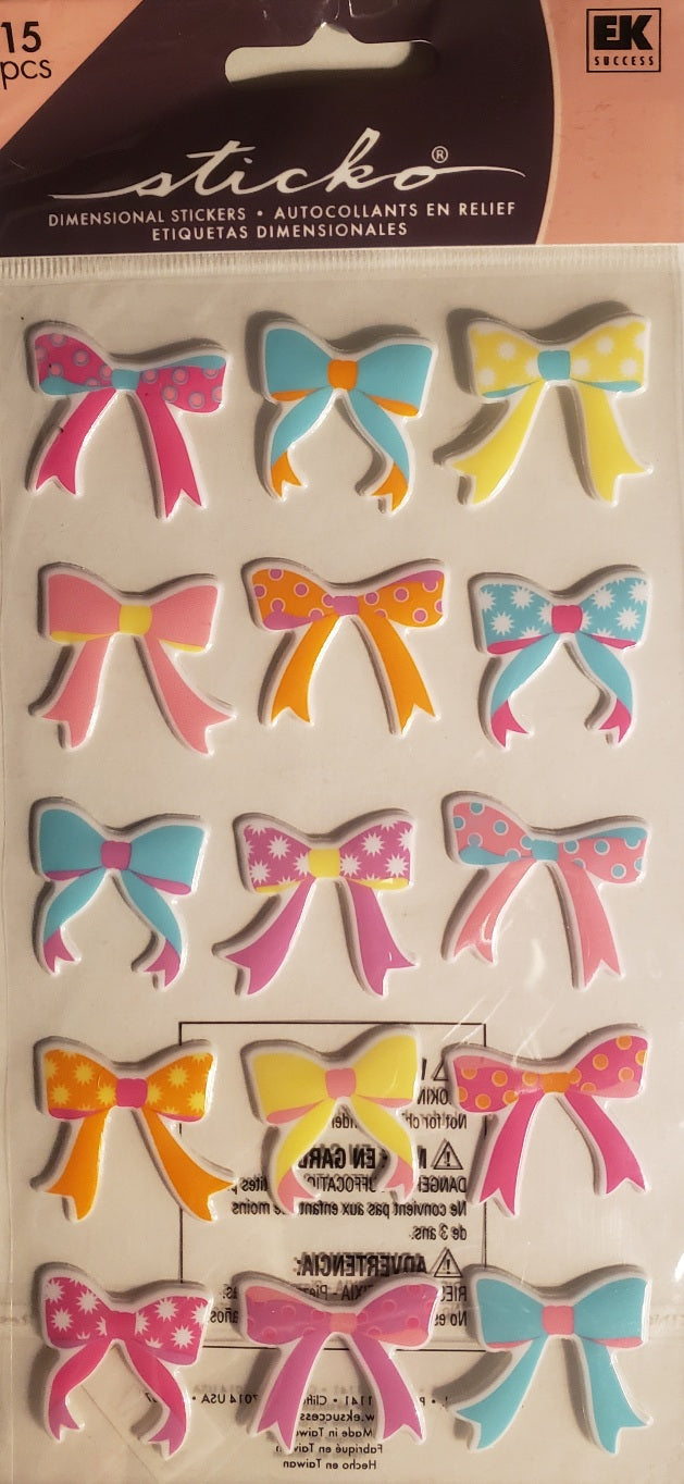 Sticko - dimensional sticker sheets - puffy bows