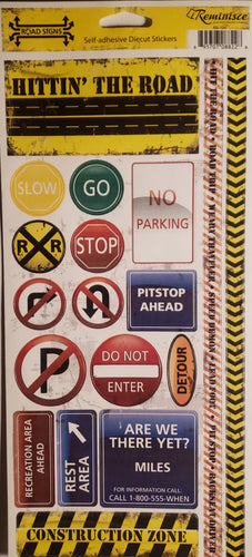 Reminisce -  cardstock sticker - road signs construction zone