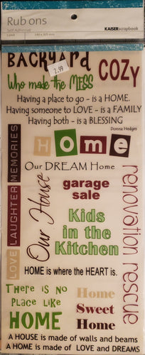 Kaiser crafts rub ons sheet -  home words