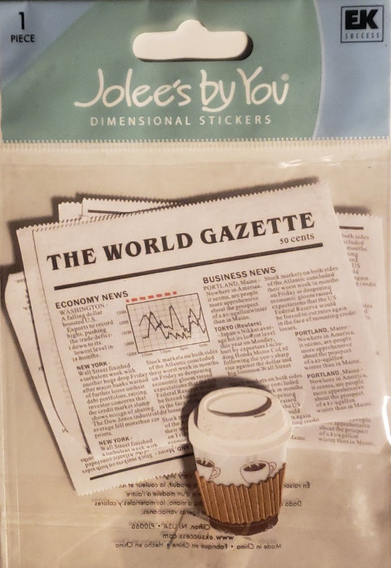 Jolee's by you Boutique Dimensional Sticker -  newspaper and coffee - medium pack