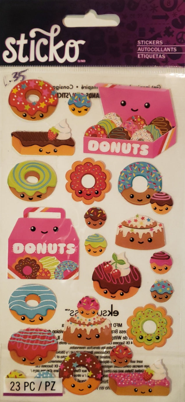 Sticko -  flat sticker sheet -  donut characters