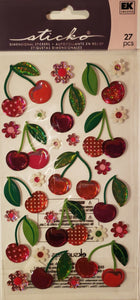 Sticko  - dimensional sticker sheets - epoxy cherry cherry
