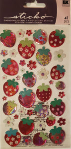 Sticko  - dimensional sticker sheets - epoxy strawberries