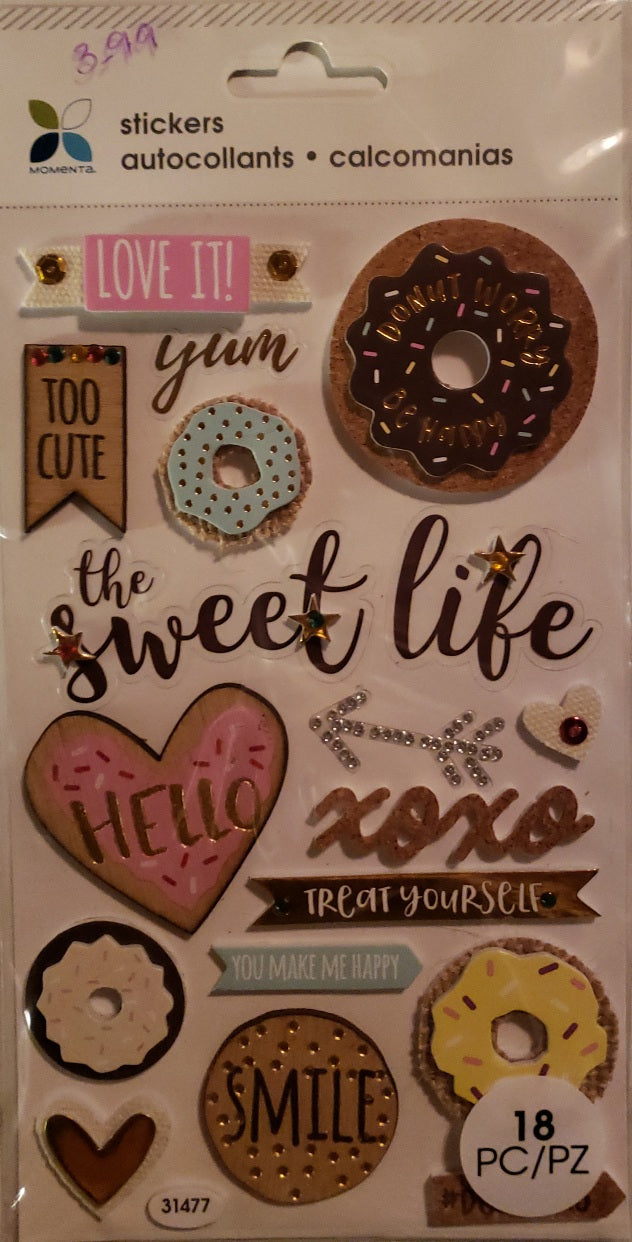 Momenta  - dimensional sticker sheets - the sweet life donuts