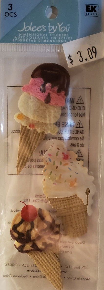 Jolee's Boutique Dimensional Sticker -  ice cream - tall small pack