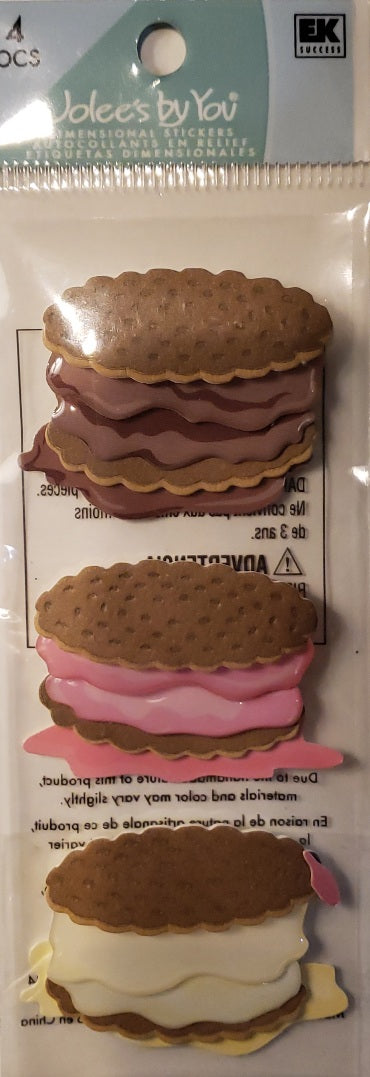 Jolee's Boutique Dimensional Sticker -  icecream sandwiches - tall small pack