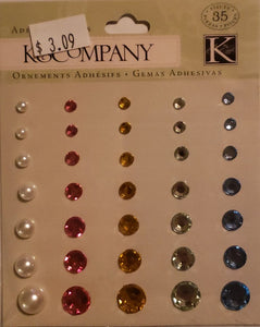 K and company - rhinestone adhesive - 31 pack - pearls pink yellow green blue