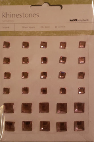 Kaiser craft - rhinestones mixed squares - 30 pack - soft pink