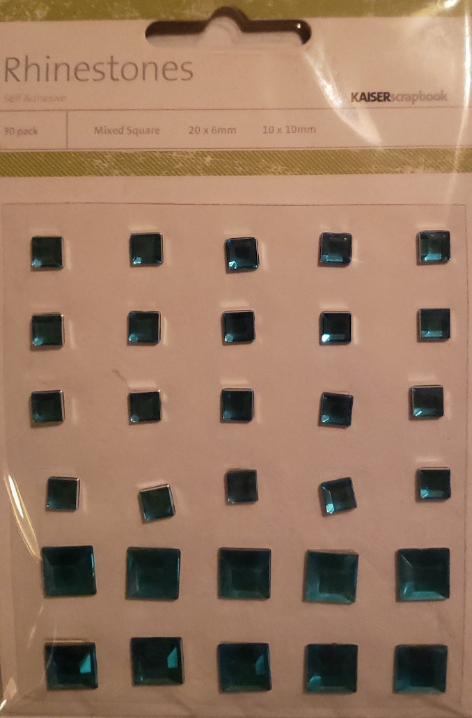 Kaiser craft - rhinestones mixed squares - 30 pack - blue