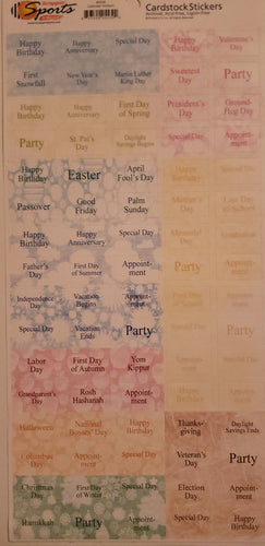 Scrappin' sports - cardstock stickers - calendar stickers special days