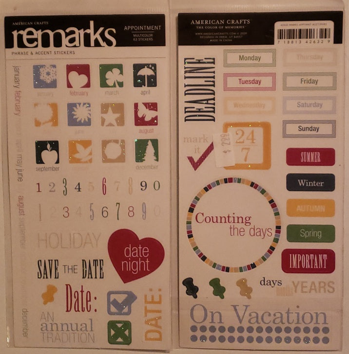American crafts -remarks - appointment sticker sheet