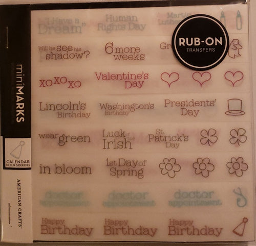 American crafts - mini marks - rub on calendar book