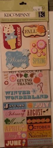K and company - dimensional stickers - seasonal calendar flip pack grand adhesions
