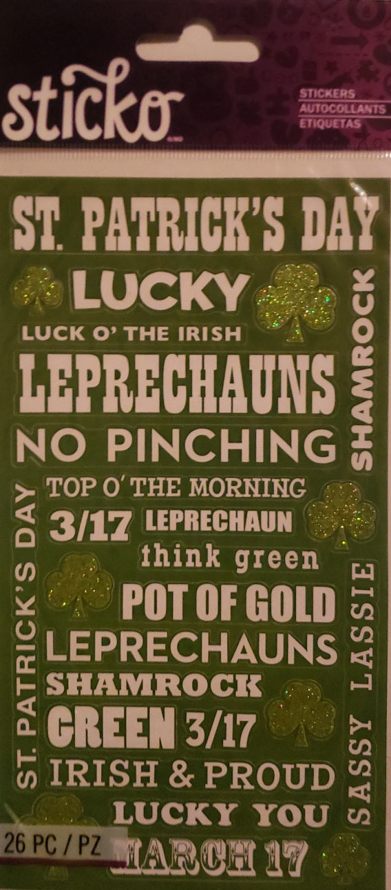 Sticko - flat stickers - st. Patrick's pot of gold phrases