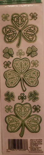 Royal Langnickel - rub on transfers - celtic knot glitter shamrocks 4 leaf clovers
