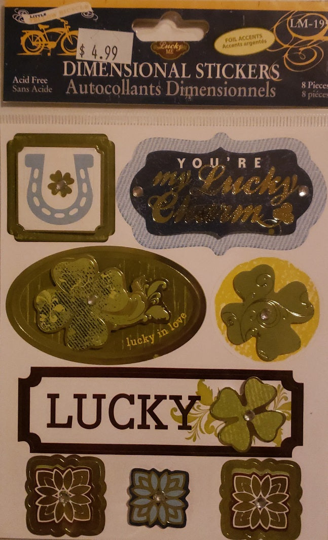 Little yellow bicycle - dimensional sticker - foil accents Lucky