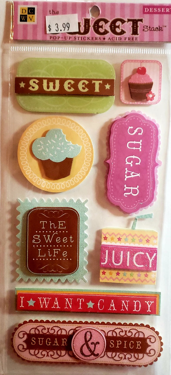 Die cuts with a view DCWV - dimensional sticker sheet - the sweet glitter stack - dessert