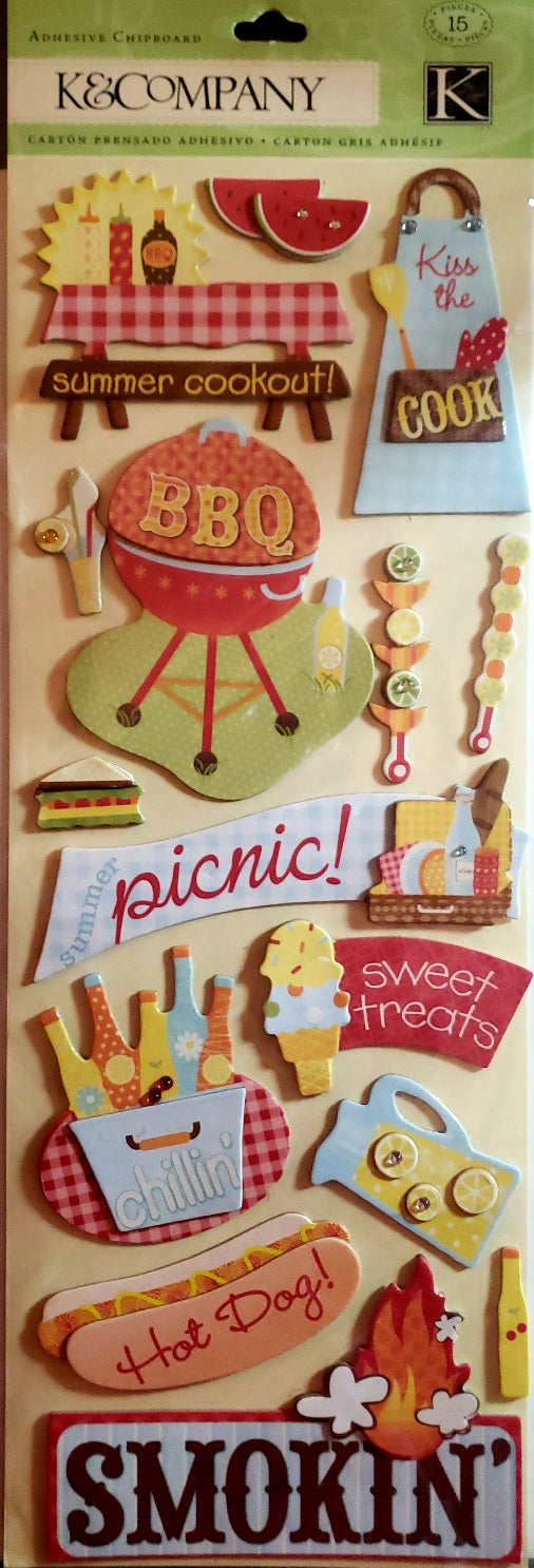 K and company - dimensional stickers - summer fun picnic grand adhesions
