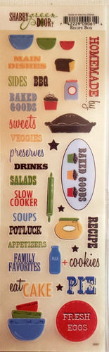 Shabby green door - rub ons - recipe box