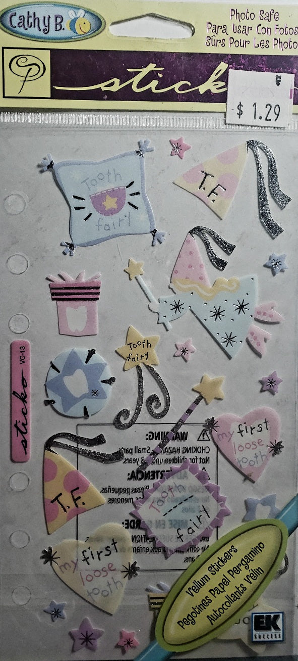 Sticko -  flat sticker sheet -  truly tooth fairy vellum
