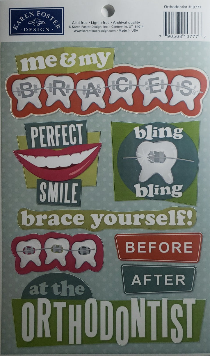 Karen Foster - cardstock stickers sheet - orthodontist