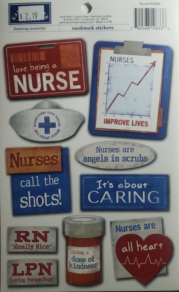 Karen Foster - cardstock stickers sheet - nurse