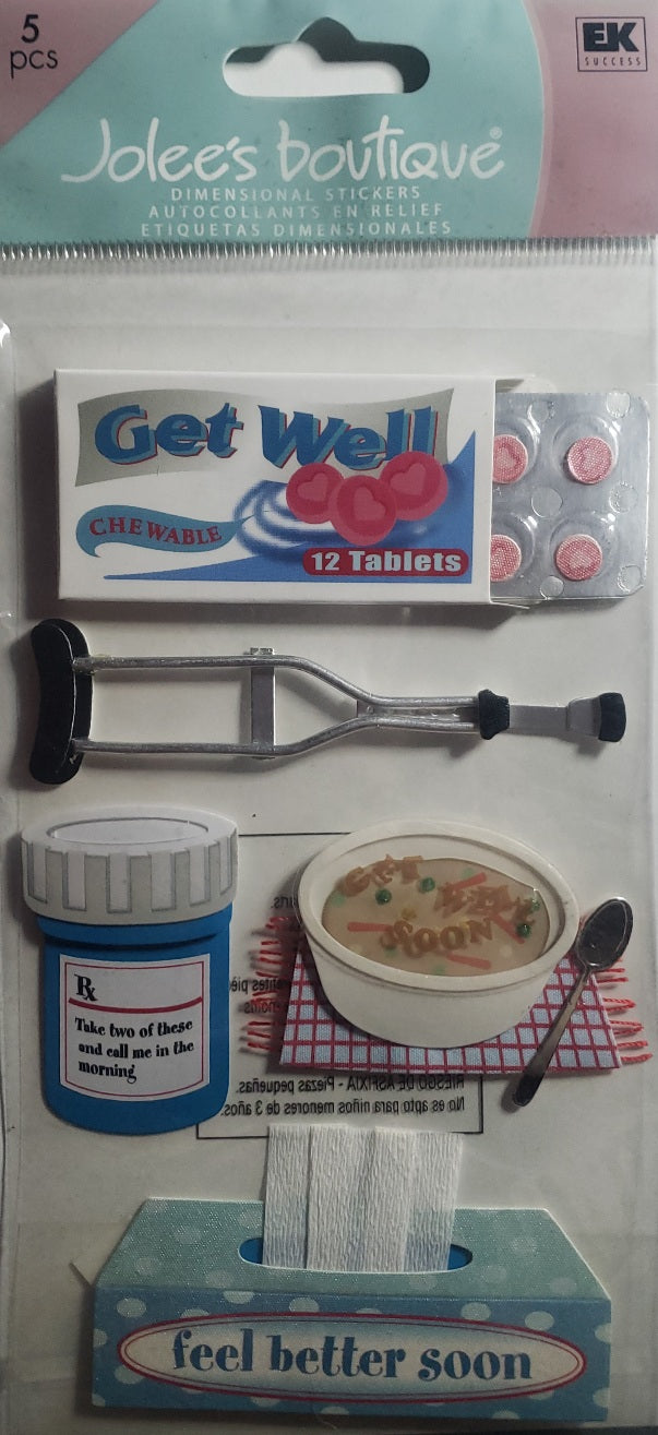 Jolee's by you Boutique Dimensional Sticker - get well - large pack