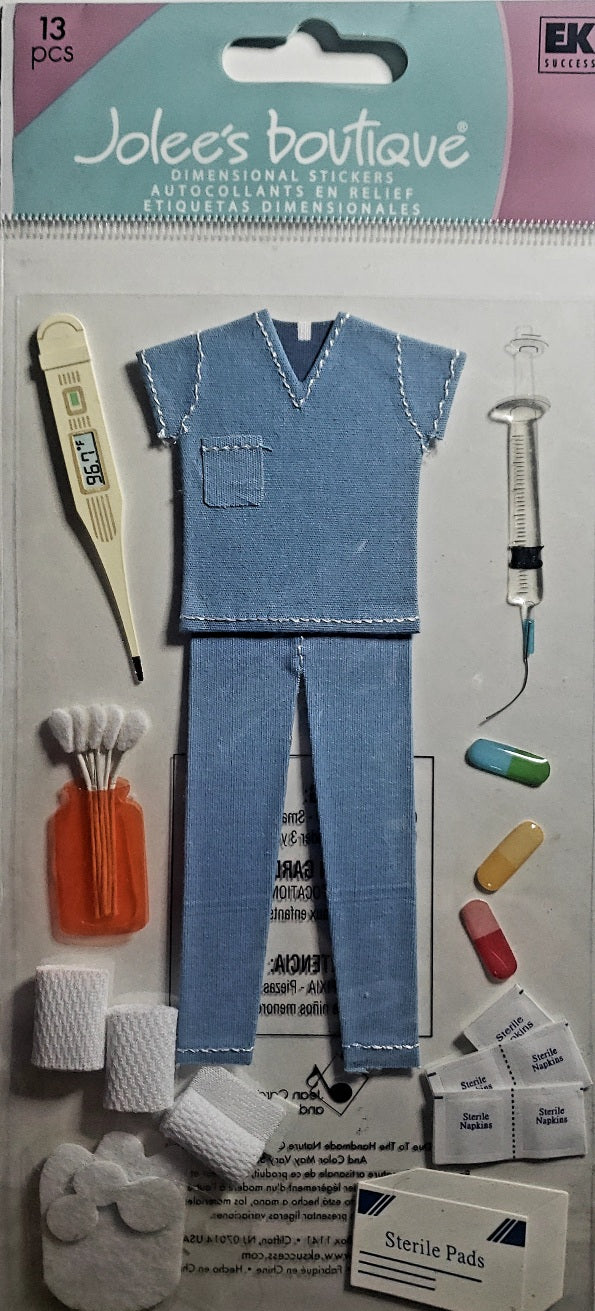 Jolee's by you Boutique Dimensional Sticker - nurse scrubs - large pack