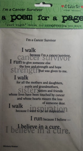 It takes two - adhesive sticker sheet flat - I'm a cancer survivor clear verse