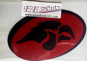 EEz cuts  - laser cut custom school  - redhawk mascot red on black -  Cedar Springs