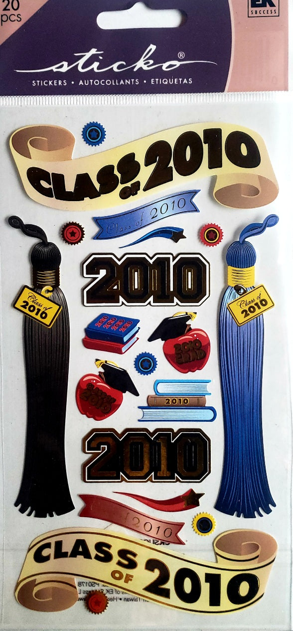 Sticko  - flat sticker sheets - class of 2010