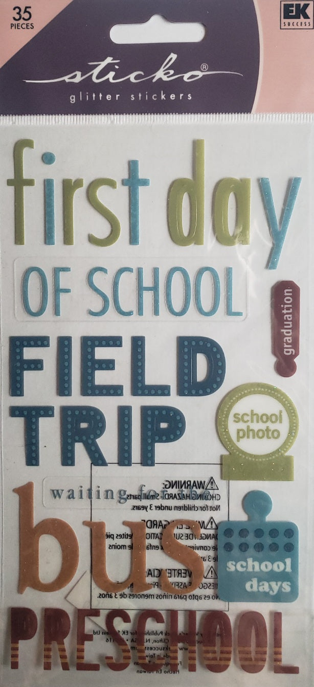 Sticko  - flat sticker sheets - school glitter