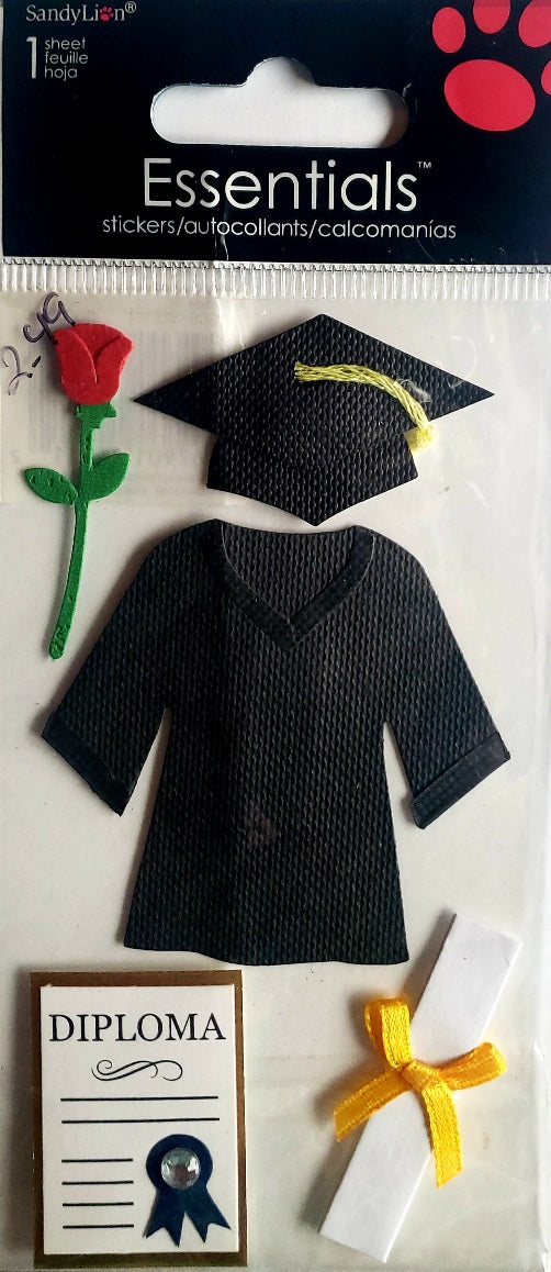 Sandy Lion  - sticker dimensional essentials - graduation gown and cap