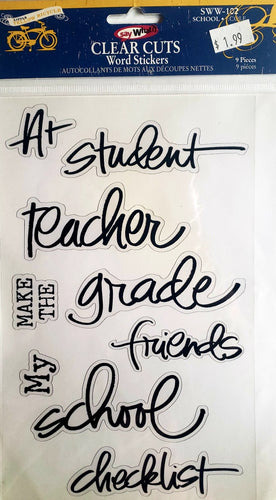 Little yellow bicycle - clear cuts sticker sheet - school words